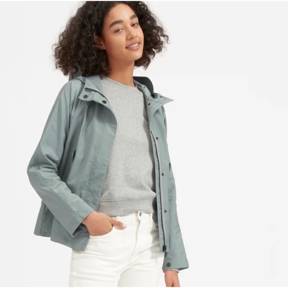 Everlane The City Anorak Gray Hooded Cropped Rain Jacket Coat Size M - Picture 1 of 5